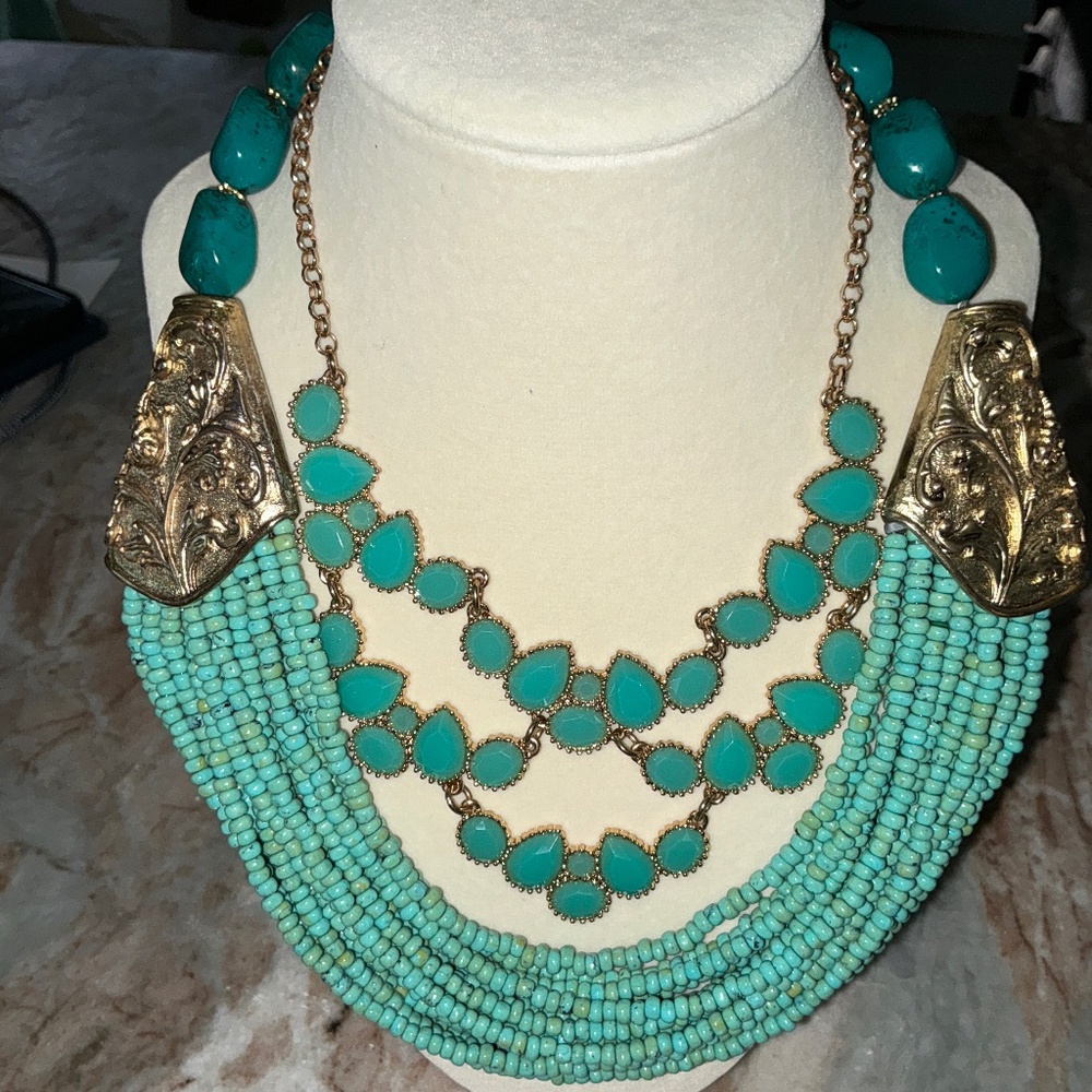 Vintage Layered turquoise necklaces x 2